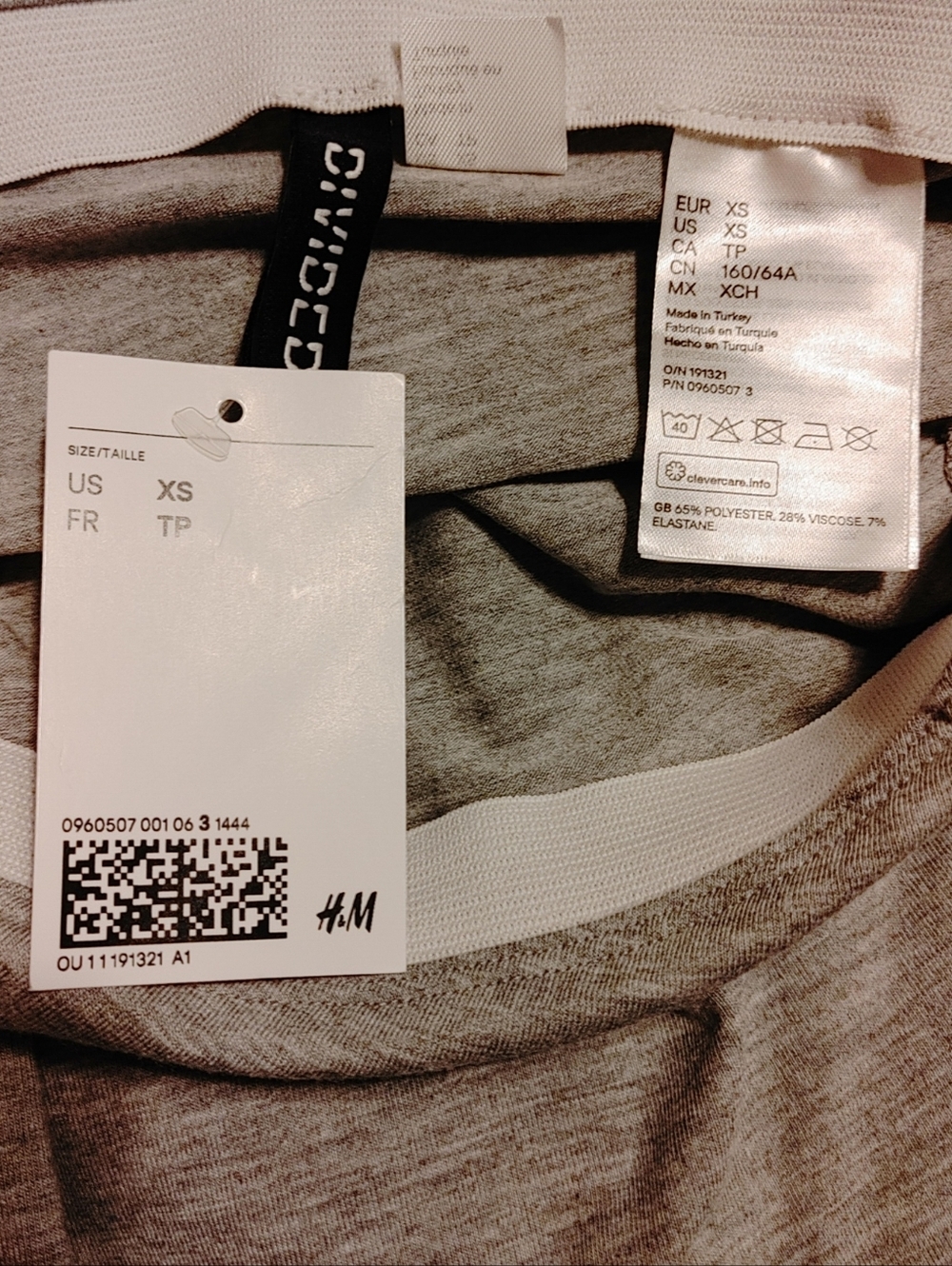 NWT H&M Divided Gray Ruched Midi Jersey Skirt with Front Slit Women's Size XS - Picture 2 of 5